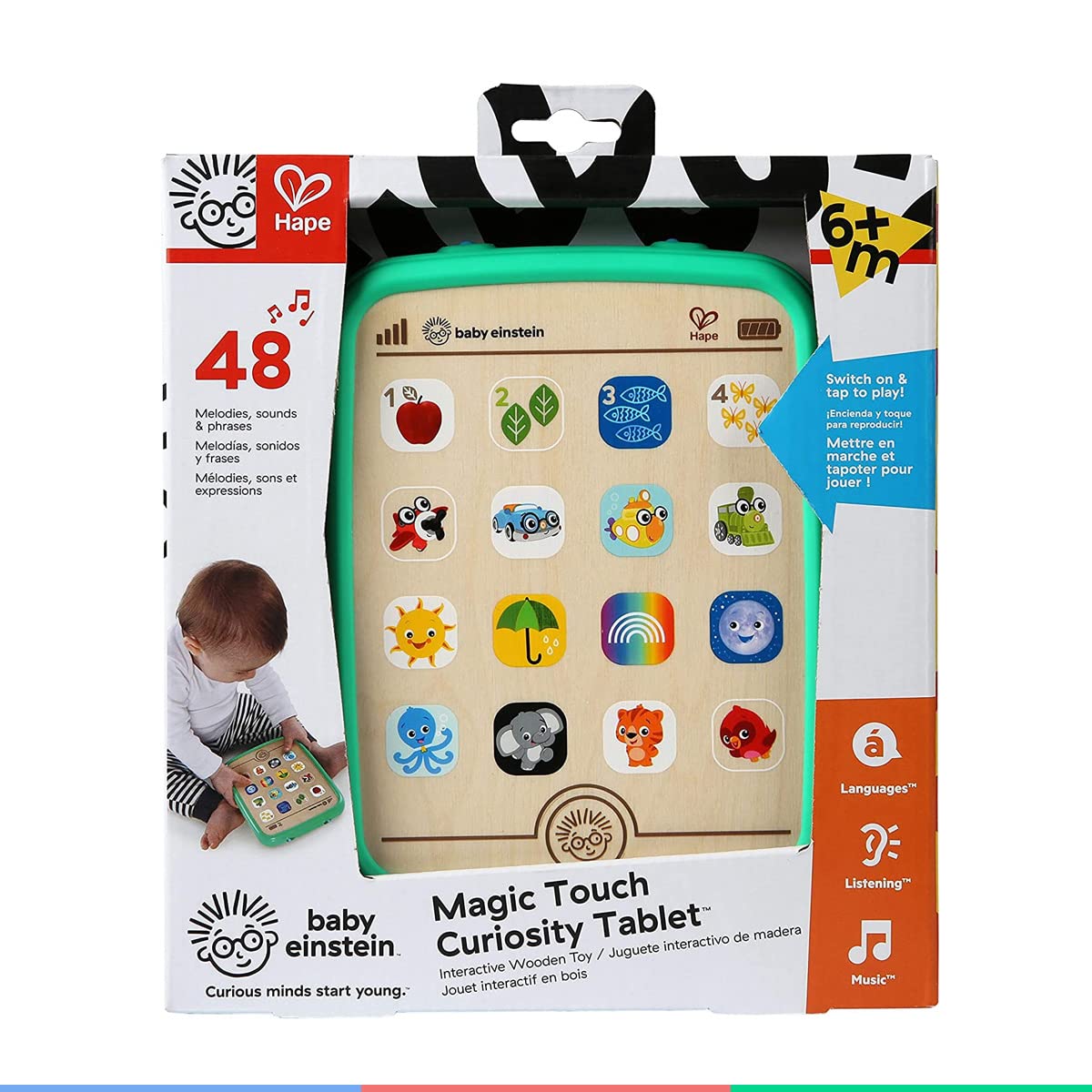 Baby Einstein, Hape Tableta táctil Madera Magic Touch , 6+ Meses