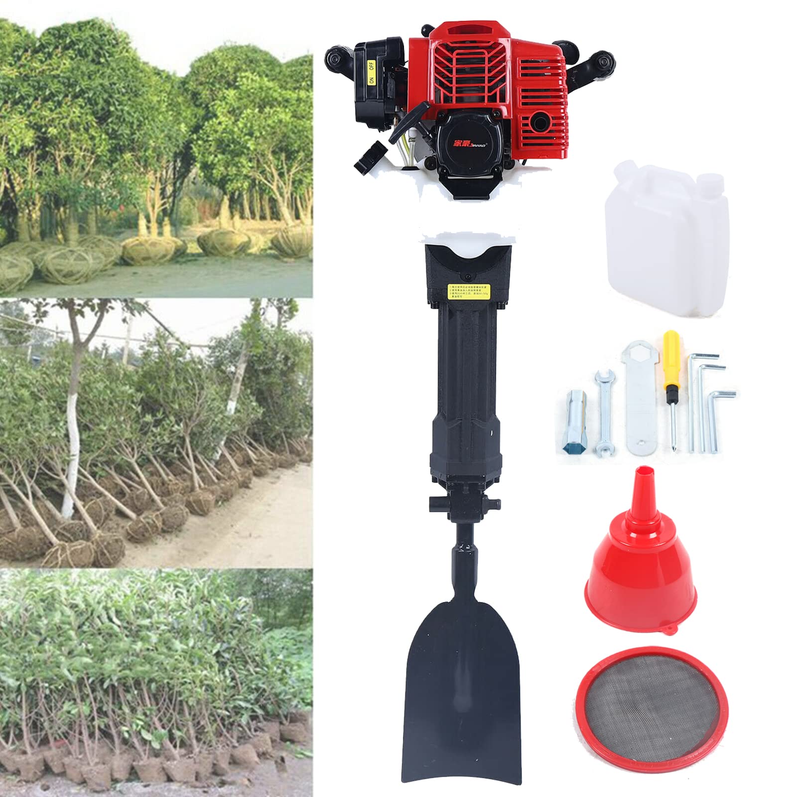 Demolition Jack Hammer Gas Powered Demolition Drill Jack Hammer Hand-held Rock Drill with Point and Flat Chisel, Punch Single Cylinder, Gloves, Air Cooling