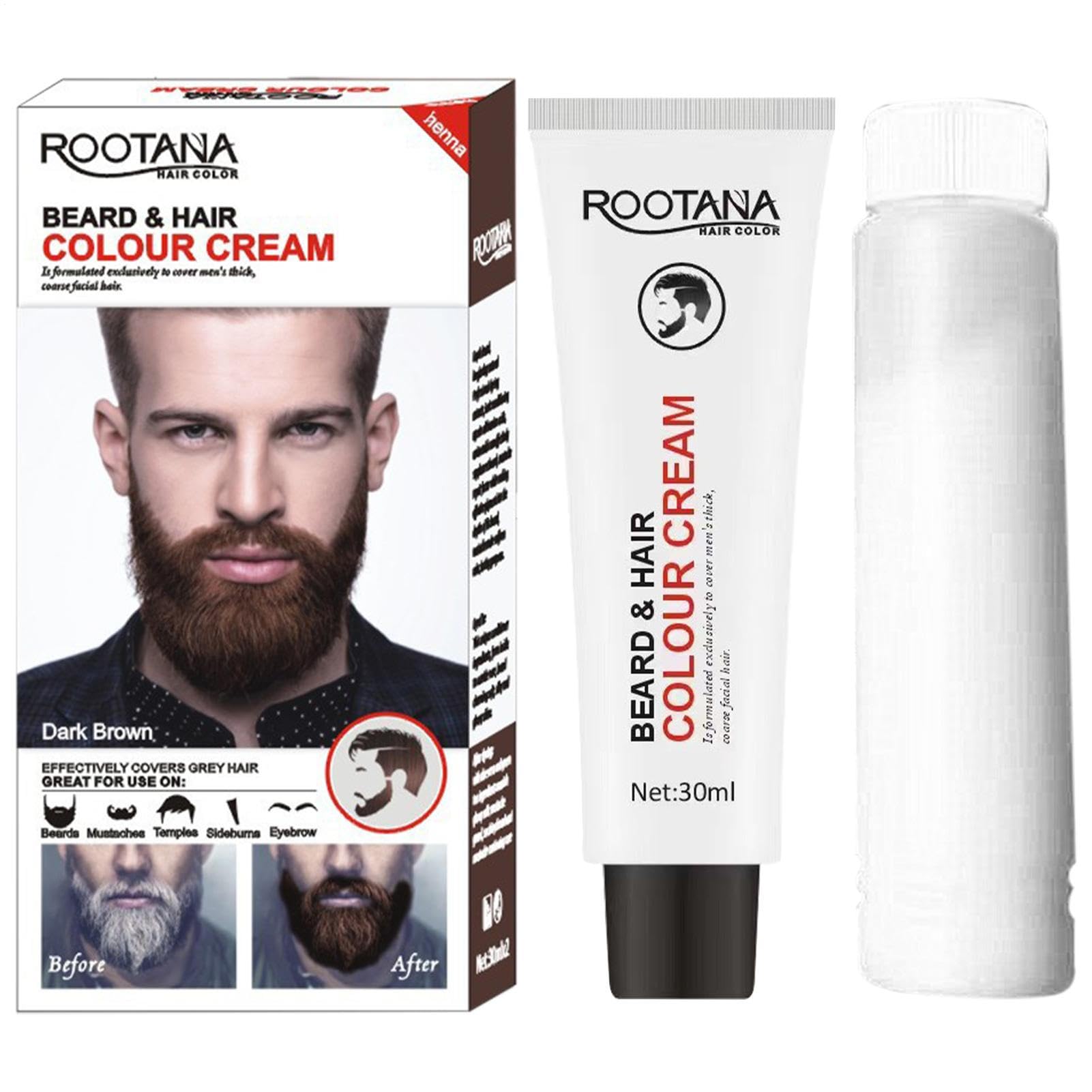 Tintura per barba e baffi da uomo, 60 ml, shampoo colorante nero, marrone, copertura naturale per un risultato più spesso, applicazione facile, routine, eventi, ritocchi rapidi"