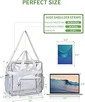 Vista 90 de MAY TREE Bolsa transparente para eventos en estadios de 12 x 6 x 12 pulgadas, bolsa de almuerzo transparente con correas reforzadas para trabajo