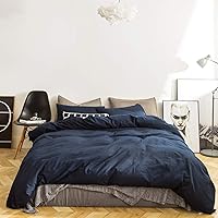 Vista 9 de SUSYBAO Juego de funda de edredón de mezclilla tamaño King, 100% algodón lavado, 3 piezas, 1 funda de edredón retro azul mezclilla con lazos