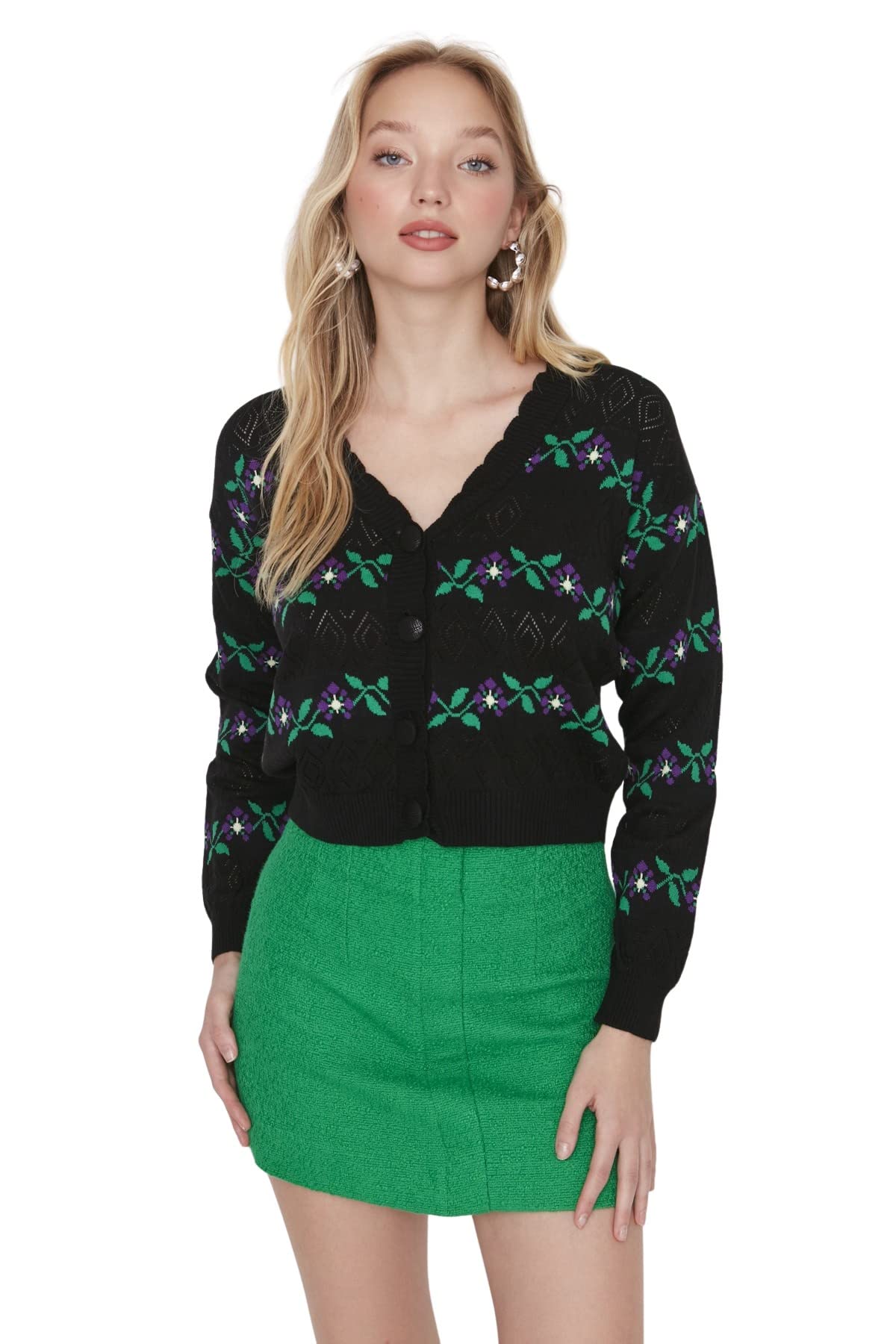Trendyol Women Regular Basic V Neck Knitwear Cardigan Black