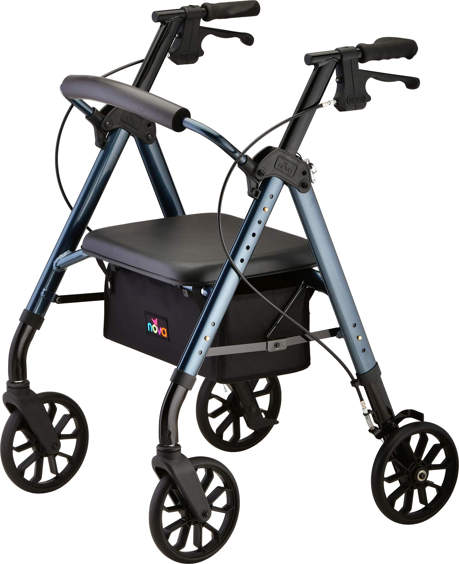 NOVA Medical Products Star 8 Rollator Walker with Perfect Fit Size System, Lightweight & Foldable, Easy to Lift & Carry, Great for Travel, Color Blue