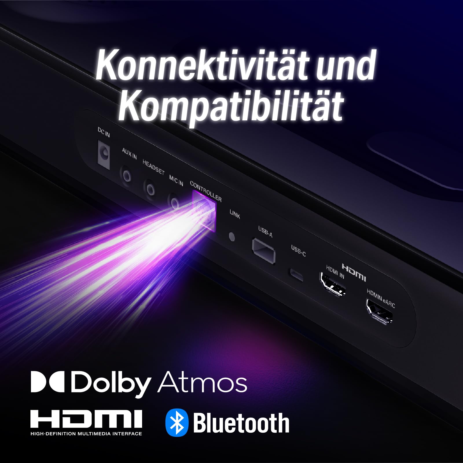 OXS Thunder Pro+ Gaming Soundbar mit Kabellosem Satelliten-Nackenlautsprecher, 7.1.2 Dolby Atmos Surround Sound System, Integriertem Woofer, App-Anpassung, RGB-Effekten, 3 Pro Gamer-Modi