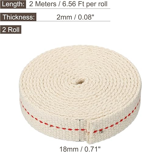 Miniatura 7 de MECCANIXITY Mecha de lámpara de aceite de 0.47 pulgadas de ancho plano de 10 pies de algodón con punto negro para iluminación de quemador de