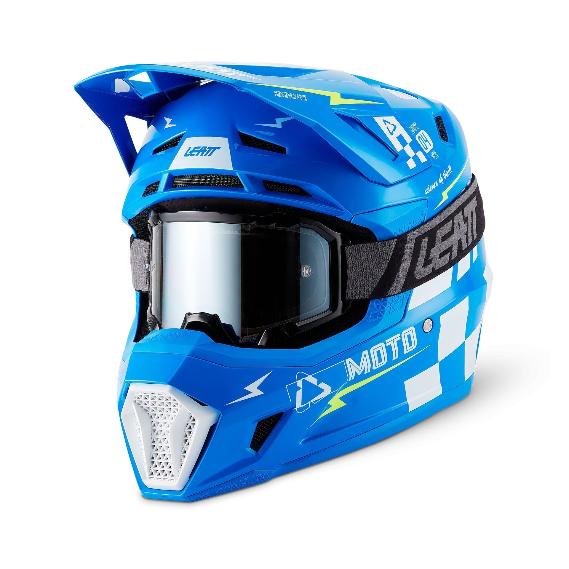 Leatt Moto 7.5 Helmet and Velocity 4.5 Goggles | Polymer Injected Motocross Dirt Bike Motorcycle Helmet | 360 Turbine Tech