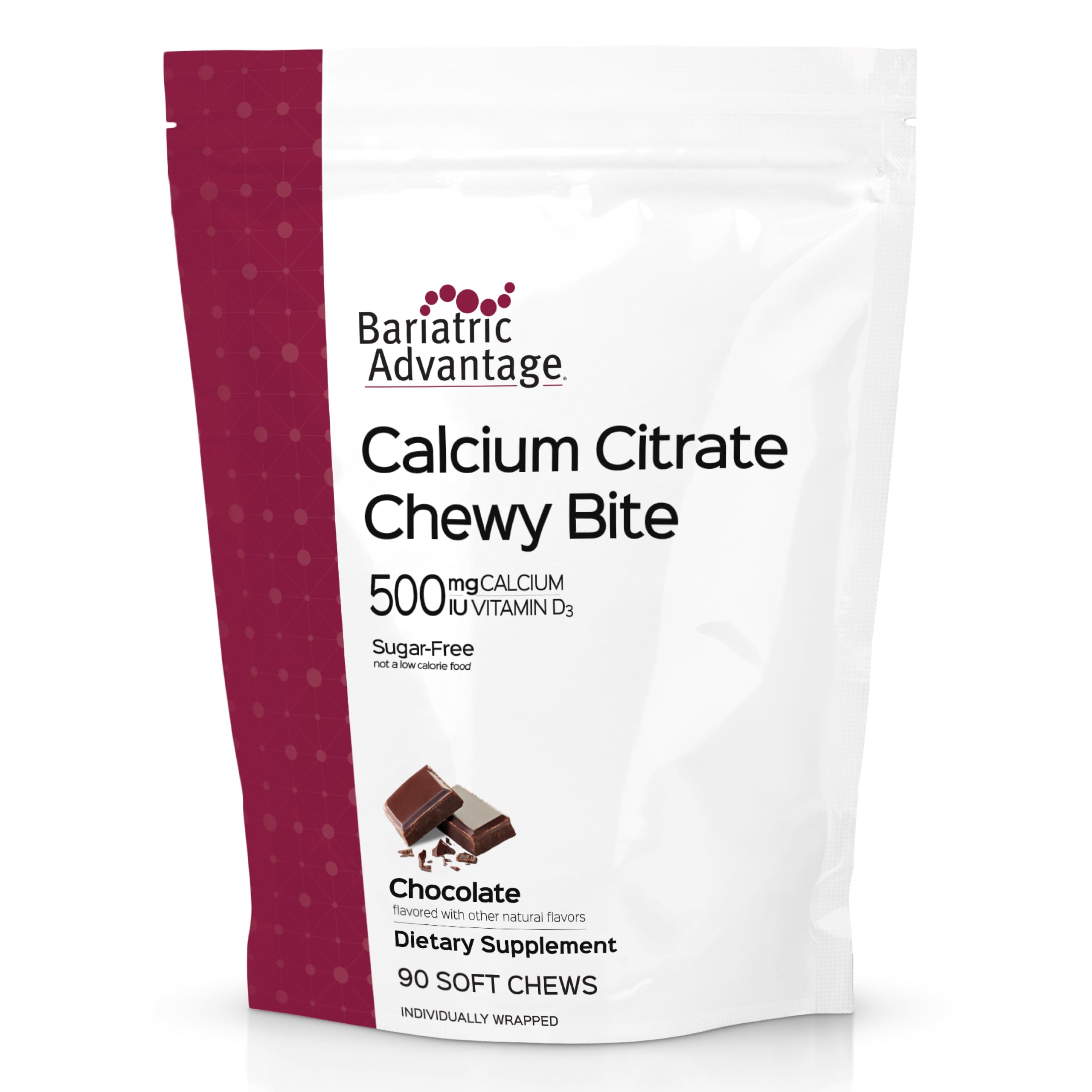 Bariatric Advantage Calcium Citrate Chewy Bites, Chocolate Flavor, 90 Ct