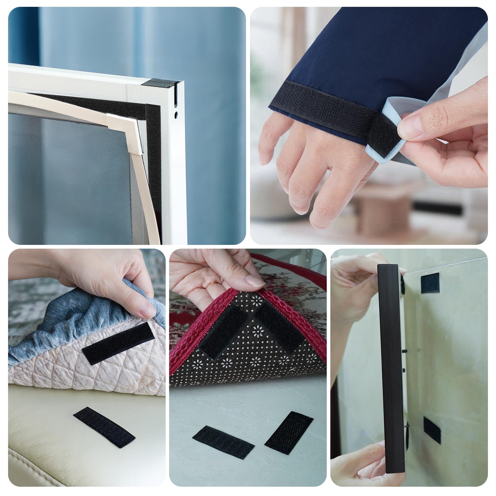 Scratch Autocollant Double Face Extra Fort, 8 Mètres Bande à Boucles Et Crochets Adhésive - Ruban Scratch Hook Loop, Auto-Agrippant Puissant Pour Fixation Sans Perçage- Idéal Décoration, Tissus