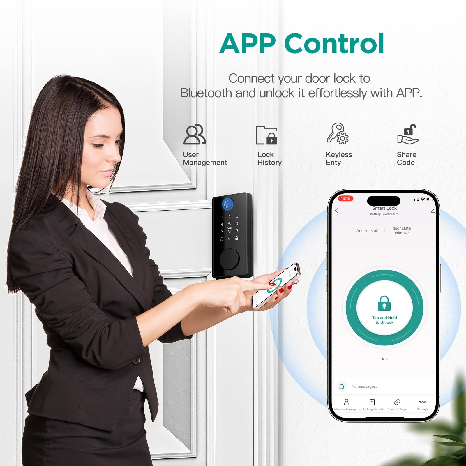 Amazon.co.jp: DINSTECH スマートロック 指紋ドアロック 5イン1