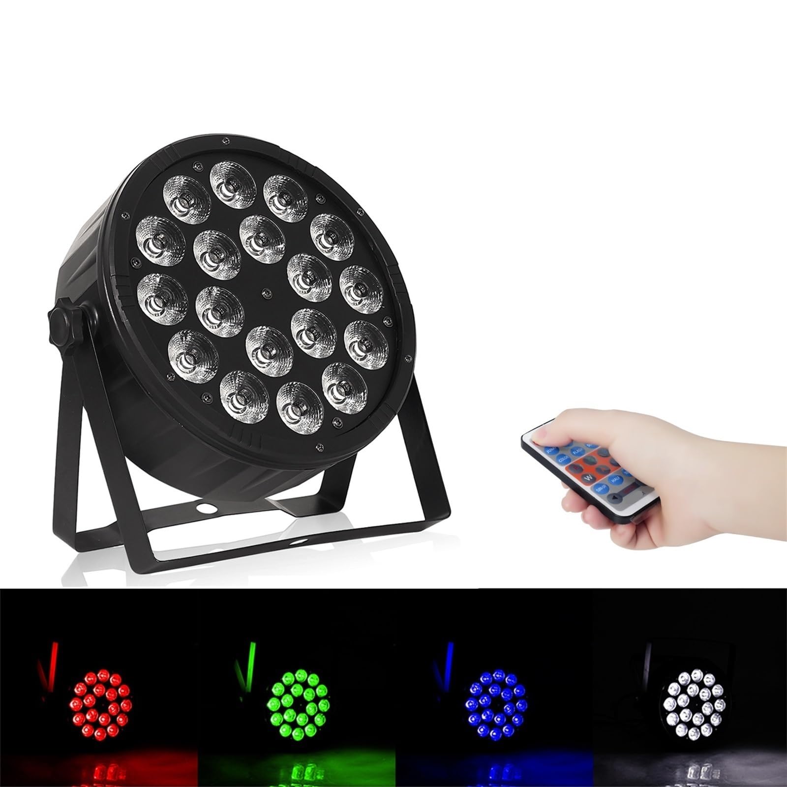 Lámpara de proyector, Luz LED Par DJ De 18 X 80 W/luz De Discoteca, Equipo Estroboscópico Profesional For Escenario , para fiesta de baile de cumpleaños de Halloween(Remote control four-in-one)