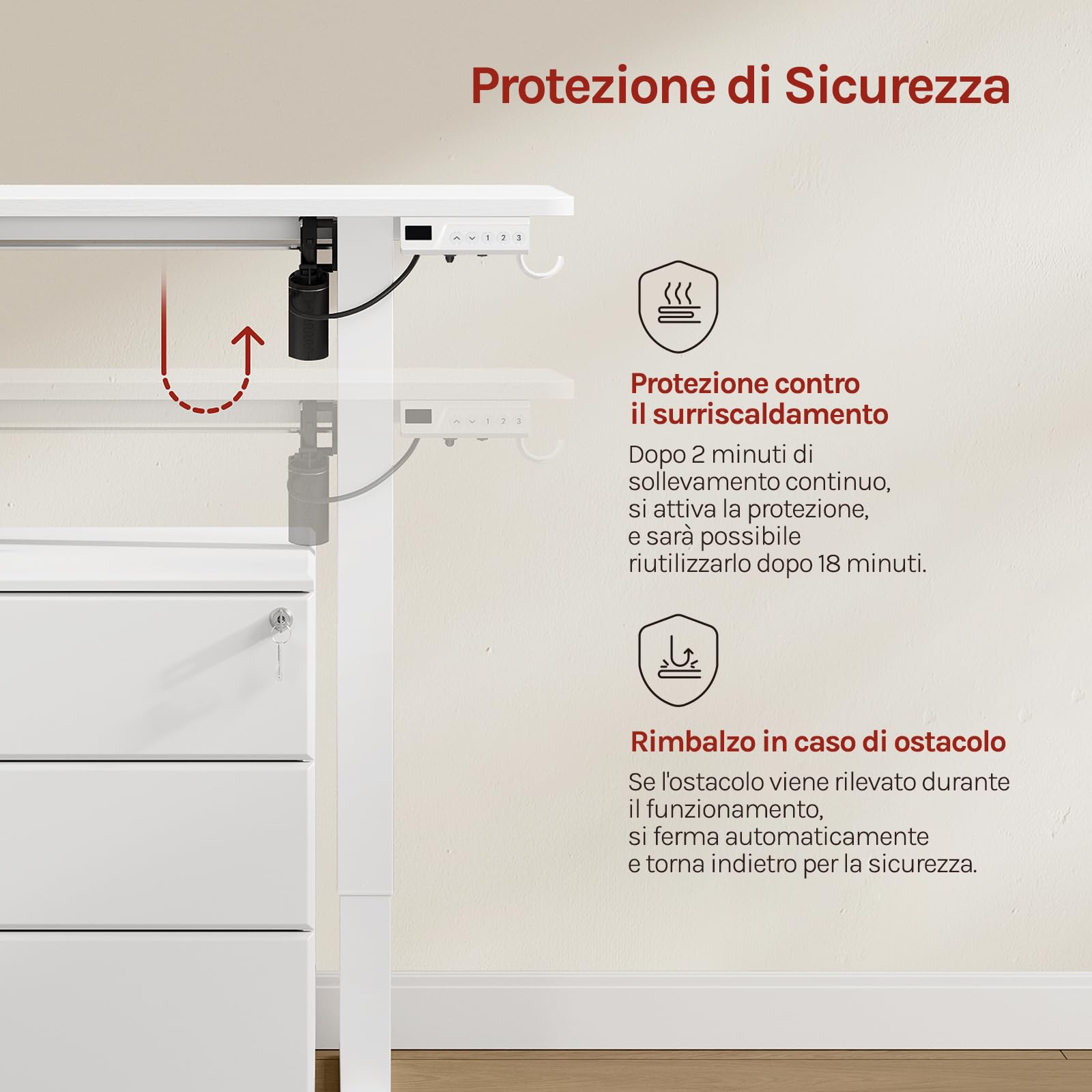WOLTU Scrivania Elettrica Regolabile in Altezza 72-118 cm, con 3 Memorie e 2 Ganci – Bianco, Silenziosa, Capacità di Carico 80 kg – per Ufficio, Casa, Gaming e Studio, 80x48 cm