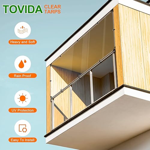 Miniatura 3 de Lonas transparentes personalizadas de 20 mil de grosor, lona impermeable resistente con ojales para interiores y exteriores, gallinero, balcón,