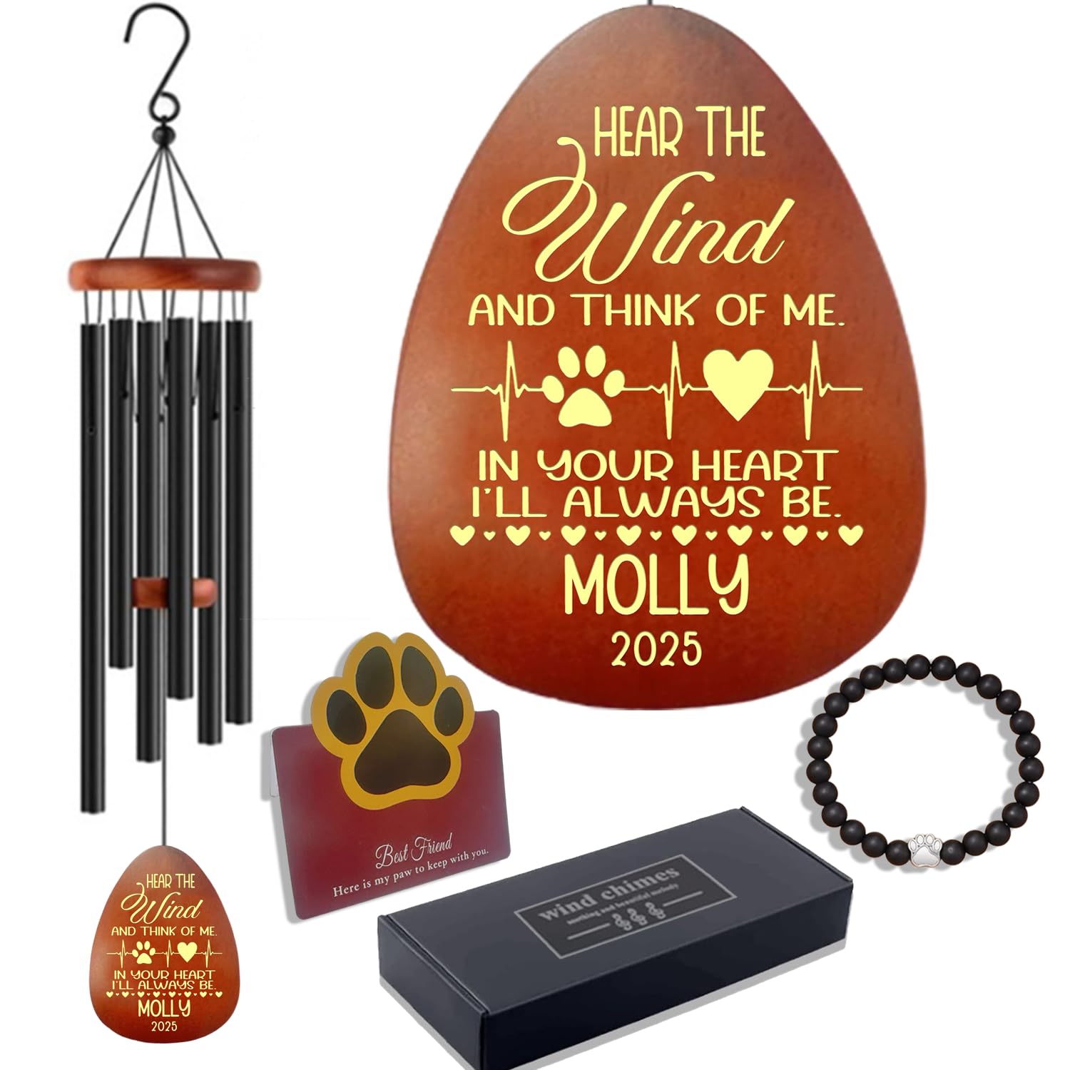 Personalised Dog Memorial Gifts Pet Memorial Wind Chimes Personalised Memorial Windchime for Cat Dog Pet Bereavement Gifts 26" Wind Chimes for Garden Outdoor Pet Sympathy Gifts Pet Remembrance Gifts