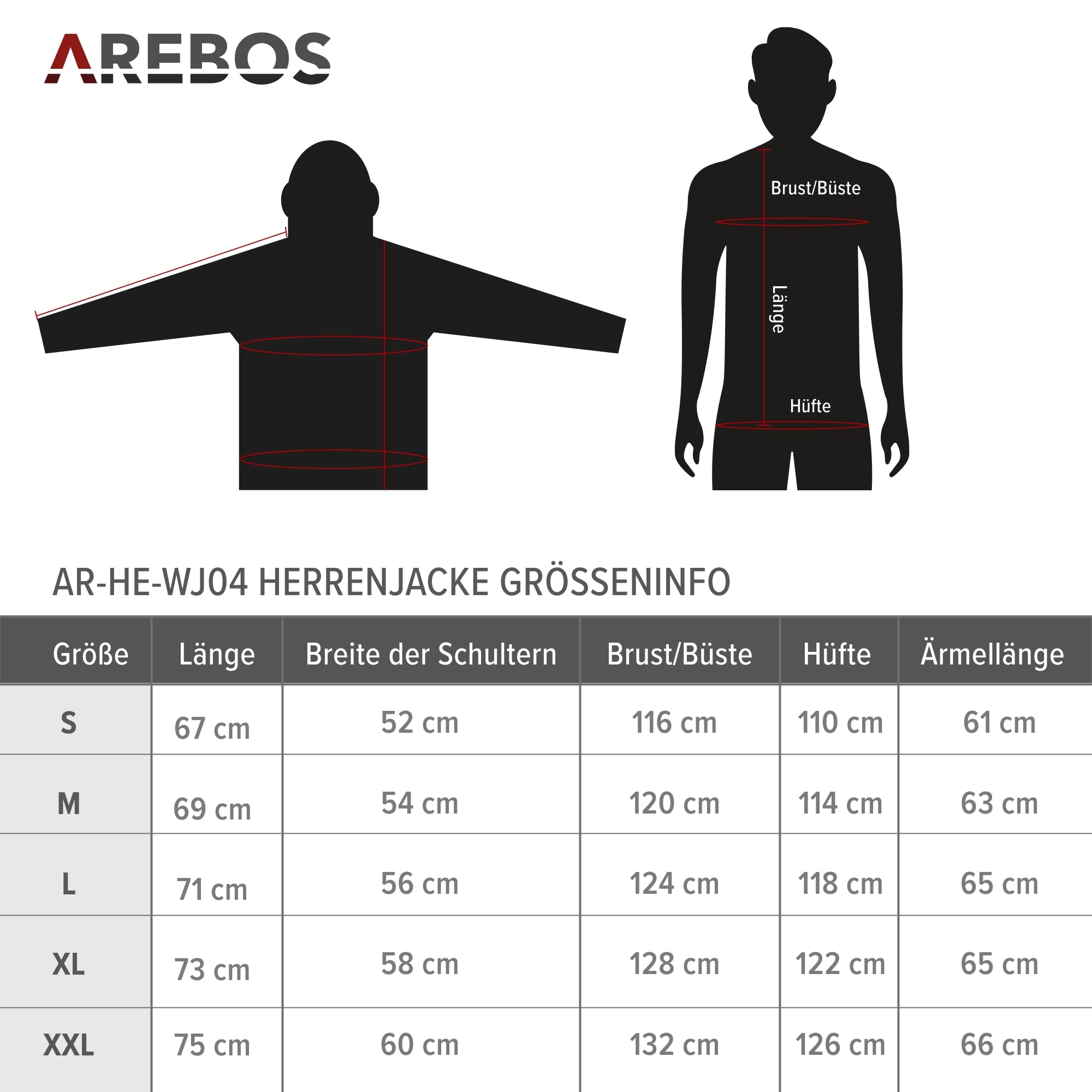 AREBOS Wodoodporna kurtka zimowa | ocieplana kurtka softshell | 7 stref grzewczych w tym power bank 10000 mAh | 3 poziomy ogrzewania | wiatroszczelna | unisex | 2XL