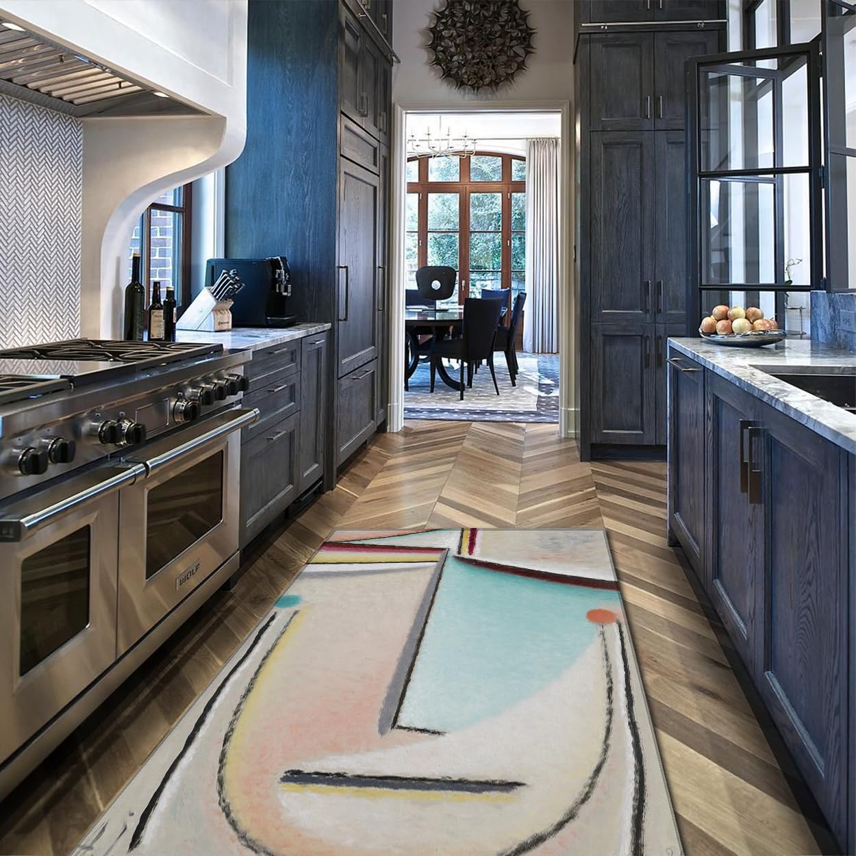 Tapis moderne antidérapant et lavable vintage pour salle à manger