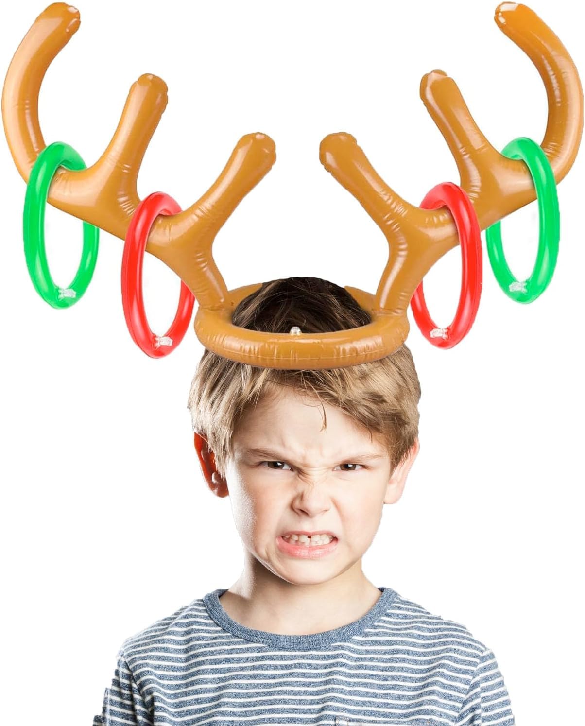 Jeu de bois de renne gonflable, avec anneaux, jeux de fête de Noël en famille