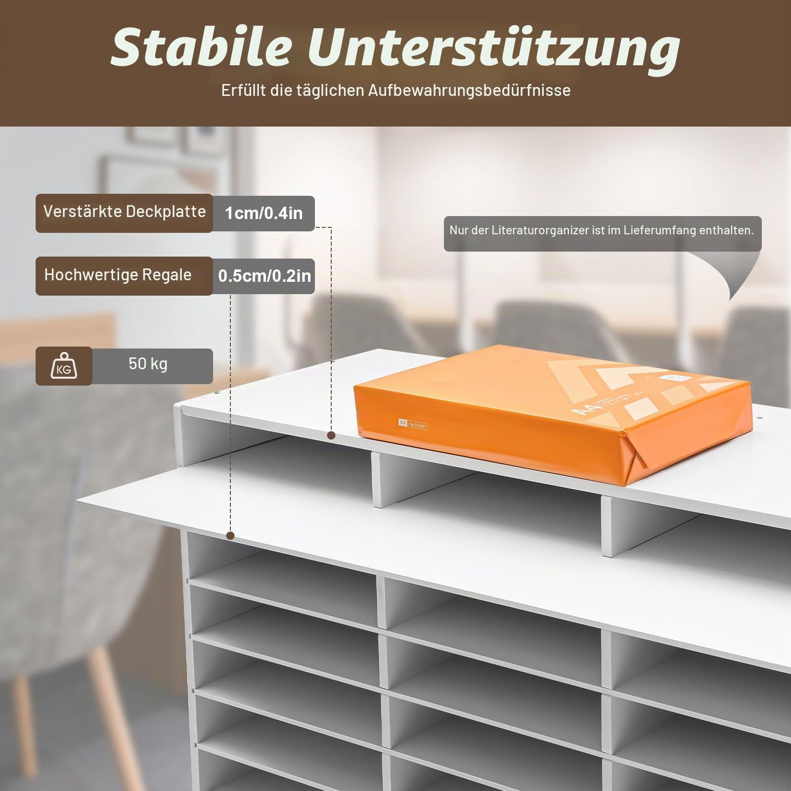 27 Fächer Dokumentenablage Schreibtisch Organizer Aktenablage PVC Aktensortierer A4 Ablagefächer Büro Organizer für Zuhause, Schule, Papier Aufbewahrung (Weiß)