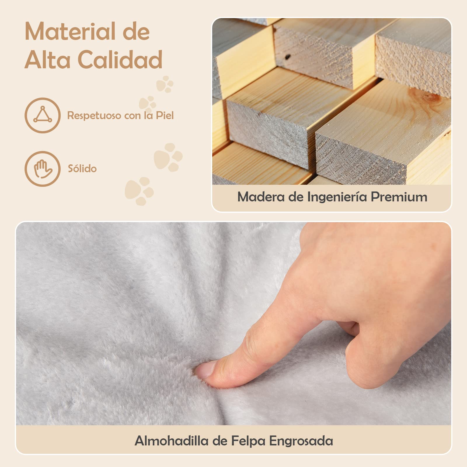 COSTWAY Árbol Rascador Pequeño para Gatos, 59 x 39 x 50 cm, Torre de Actividades para Gatitos con Poste Rascador de Sisal y Almoadilla de Felpa, Bola, Cama Rascador para Gatos con Cojín Suave (Gris)