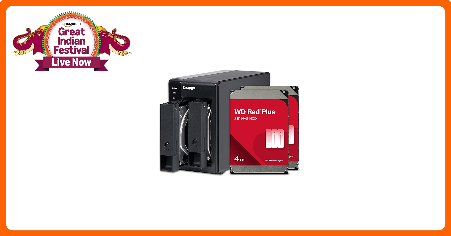 QNAP 2 Bay DAS with 4TB Storage Capacity, USB 3.2 Gen 2 Type