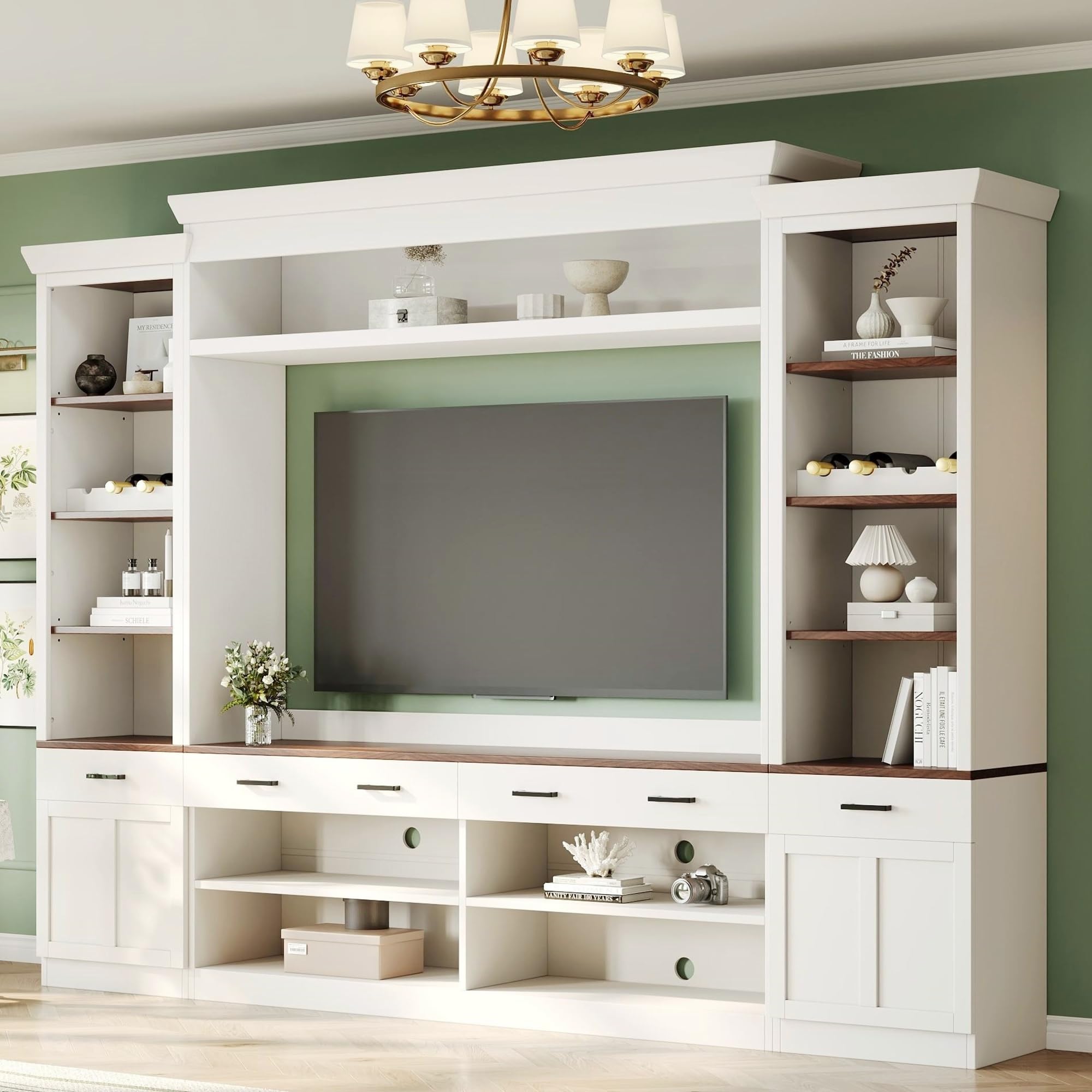 Amazon.com: Merax Modern 4 Piece TV Stands with Bookshelf