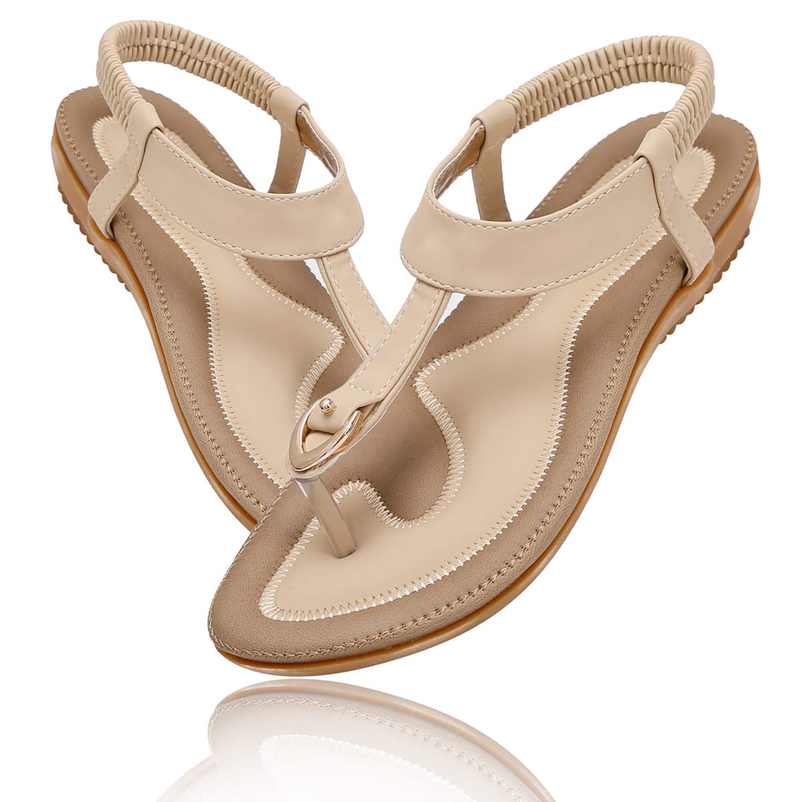 ZOEREA Sandalias Mujer Verano Planas Estilo Bohemia Zapatos de Dedo Casuales Playa Moda Sandalia Chanclas Romanas de Damas