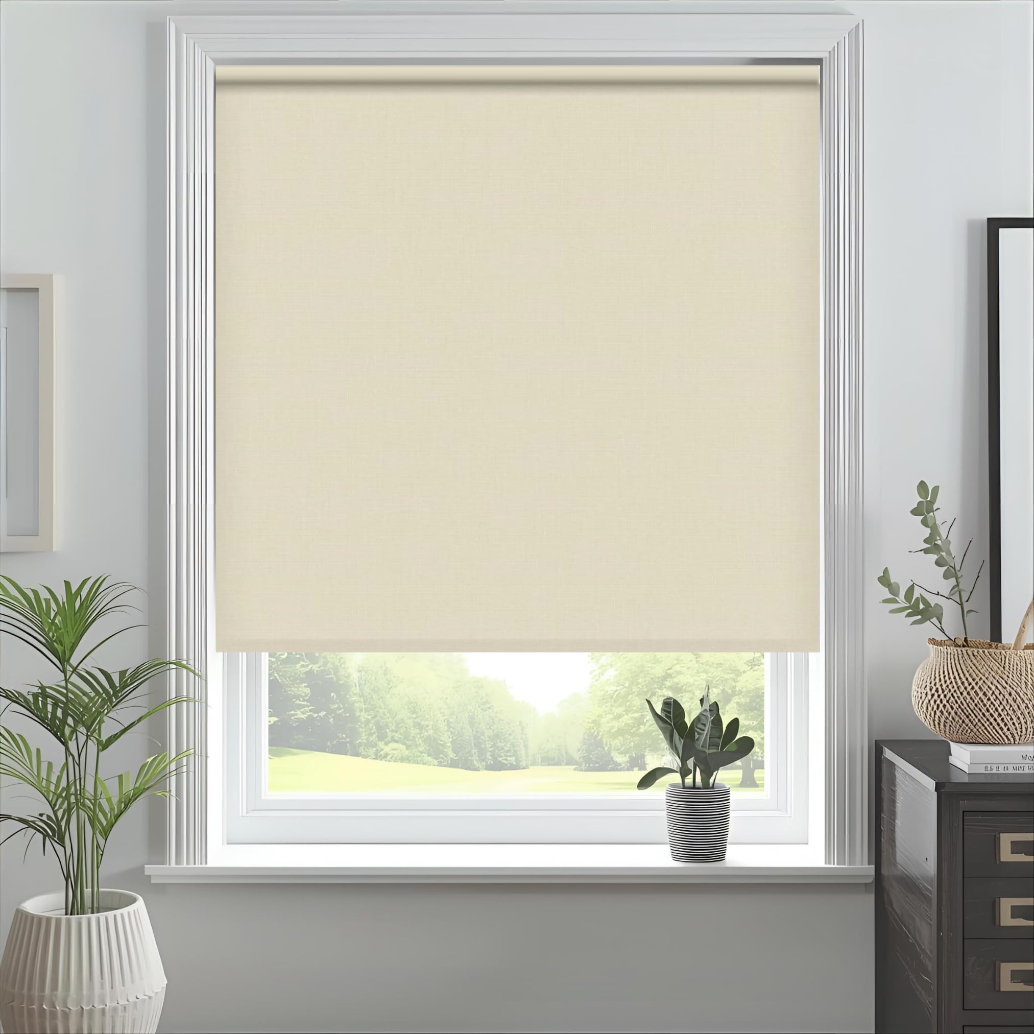 J.Din Made To Measure Roller Blinds, Thermal Blackout Roller Blind, Easy Fit Insulated UV Protection Child Safe Home Office Window Blinds, Cappuccino 240W x 165H cm