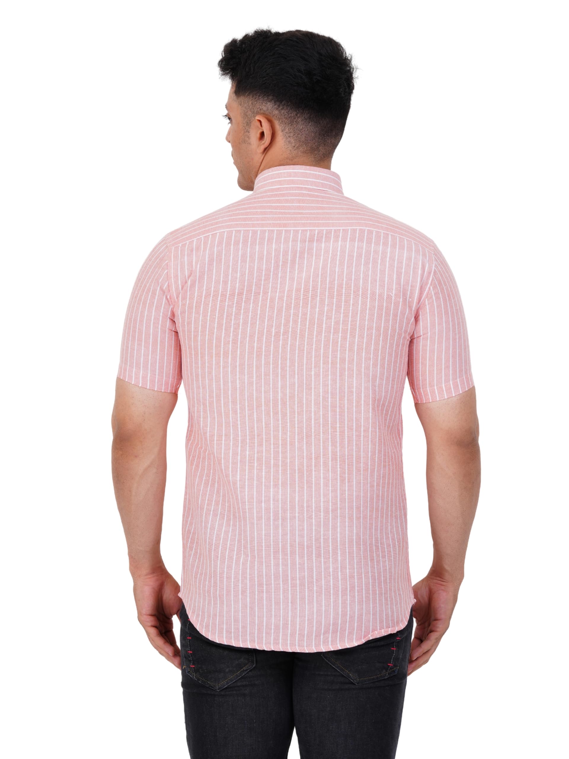 Camicia casual da uomo a righe in cotone vestibilità regolare