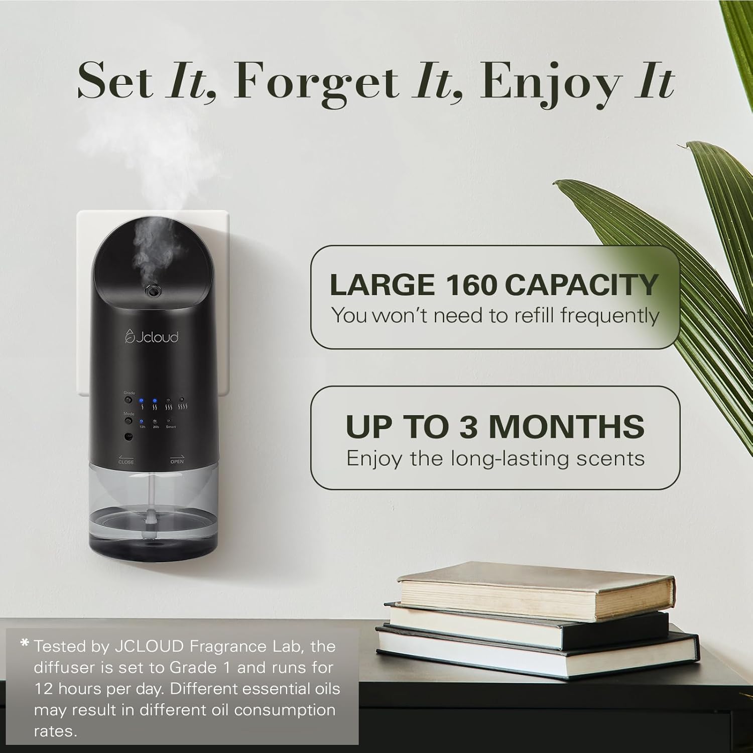 JCLOUD Plug in Diffuser for Essential Oils, Waterless Scent Diffuser Cover Up to 500 Sq. Ft. for Home, Office, Spa - Portable Wall Aromatherapy Device 160ML, Black - Image 5