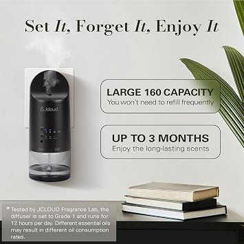JCLOUD Waterless Plug in Scent Diffuser for Essential Oils, Black