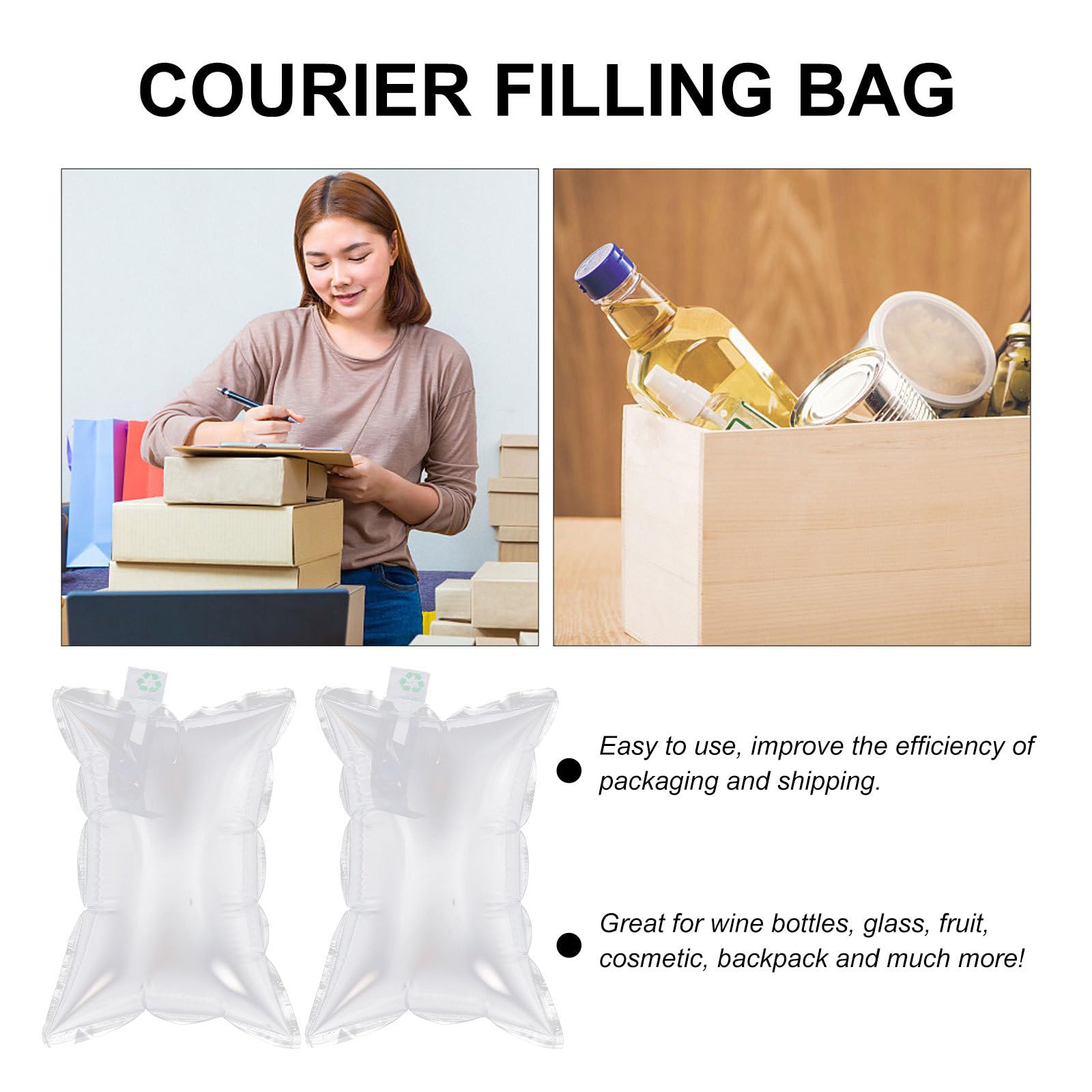 VALICLUD Paquet Gonflables D'emballage Robustes en Film Coextrudé 25x40 Cm, Lot de 100 Pièces pour Calage et Protection Colis, Coussins D'air Gonflables pour Expédition et Logistique