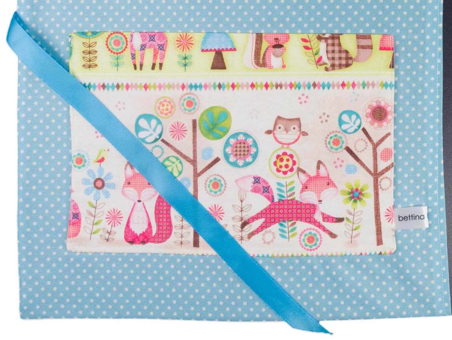bettina bruder - Sammelmappe DIN A3 - innen 30 Sichthüllen - Eulen Fuchs Bordüre - innen blau