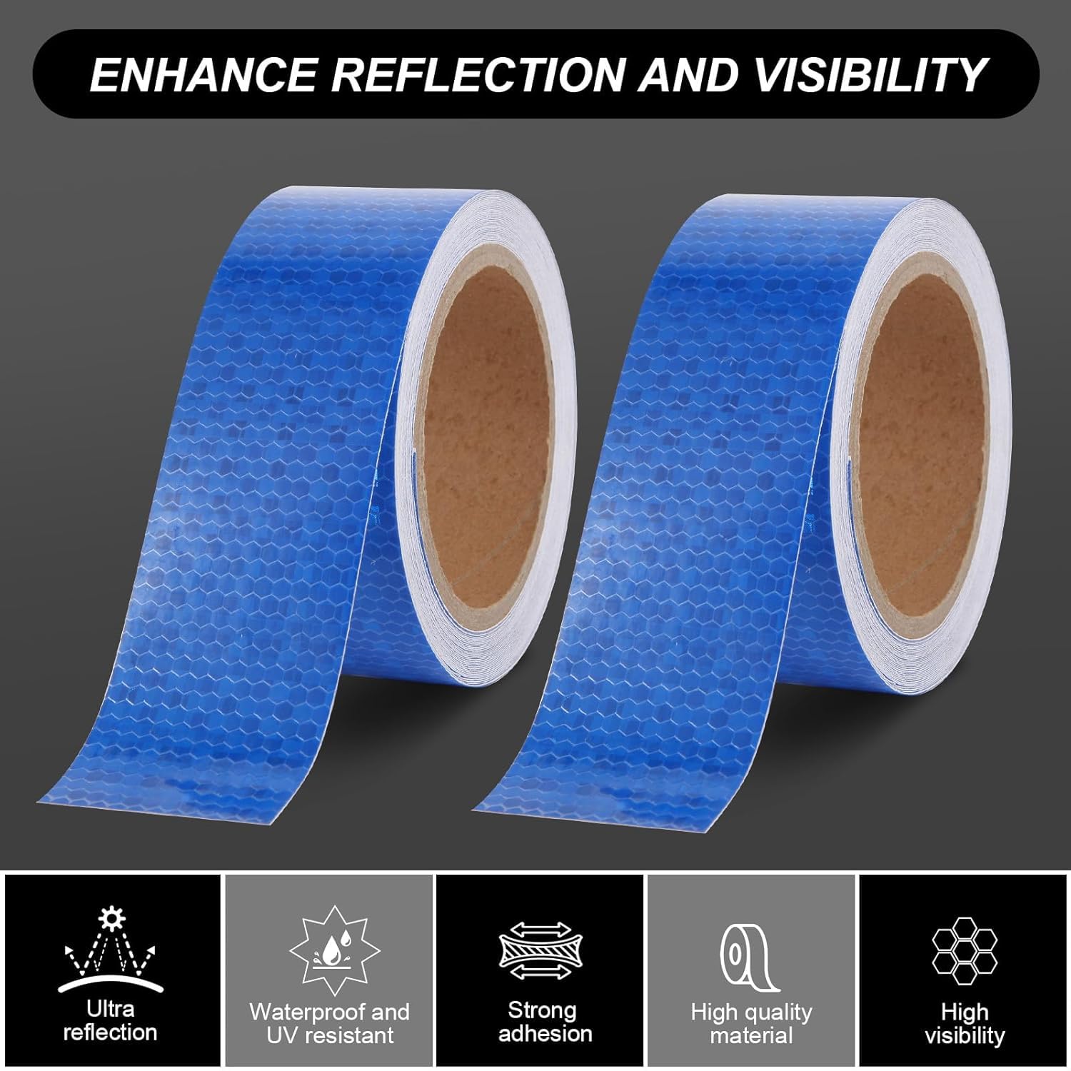Beflix® High Intensity Radium Reflective Tape - 3 Meters in Length 48mm / 2" Width - 1 Roll Per Pack - For car Bike and commercial vehicles Conspicuity reflective warning tape (BLUE) - Image 5 thumbnail