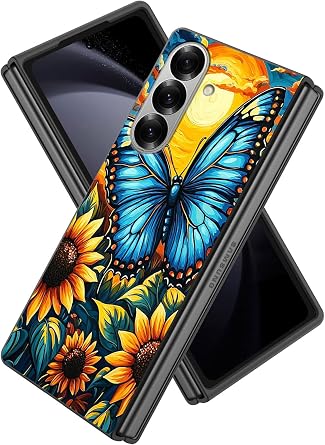 for Samsung Galaxy Z Fold 7 Case, Full Body Protective Hard PC Cover with Durable Bumper, Ultra-Thin Shockproof Phone Case for Galaxy Z Fold 7, Blue Butterfly