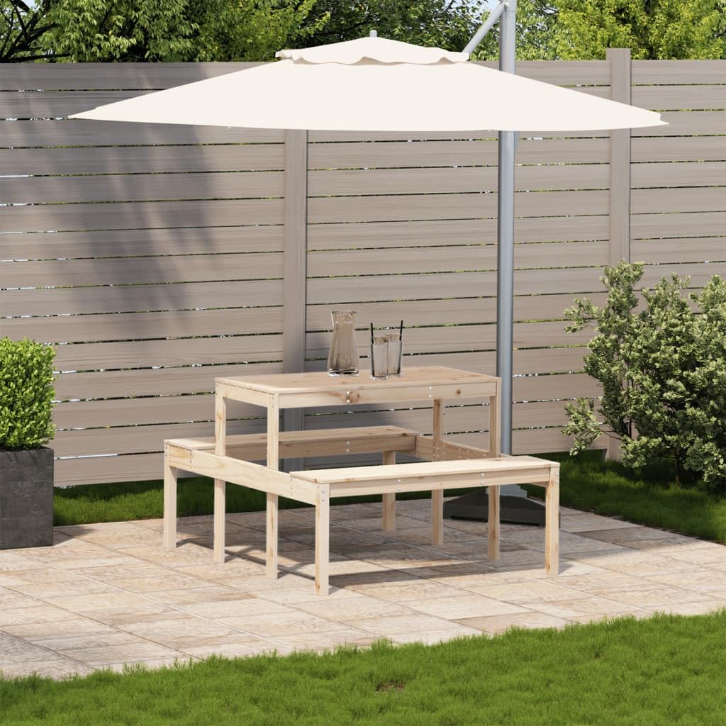 Mesa de picnic de madera de pino maciza, 110 x 134 x 75 cm, resistente a la intemperie, estable, para jardín, terraza, balcón, exterior, camping y salón, ahorra espacio, fácil de limpiar