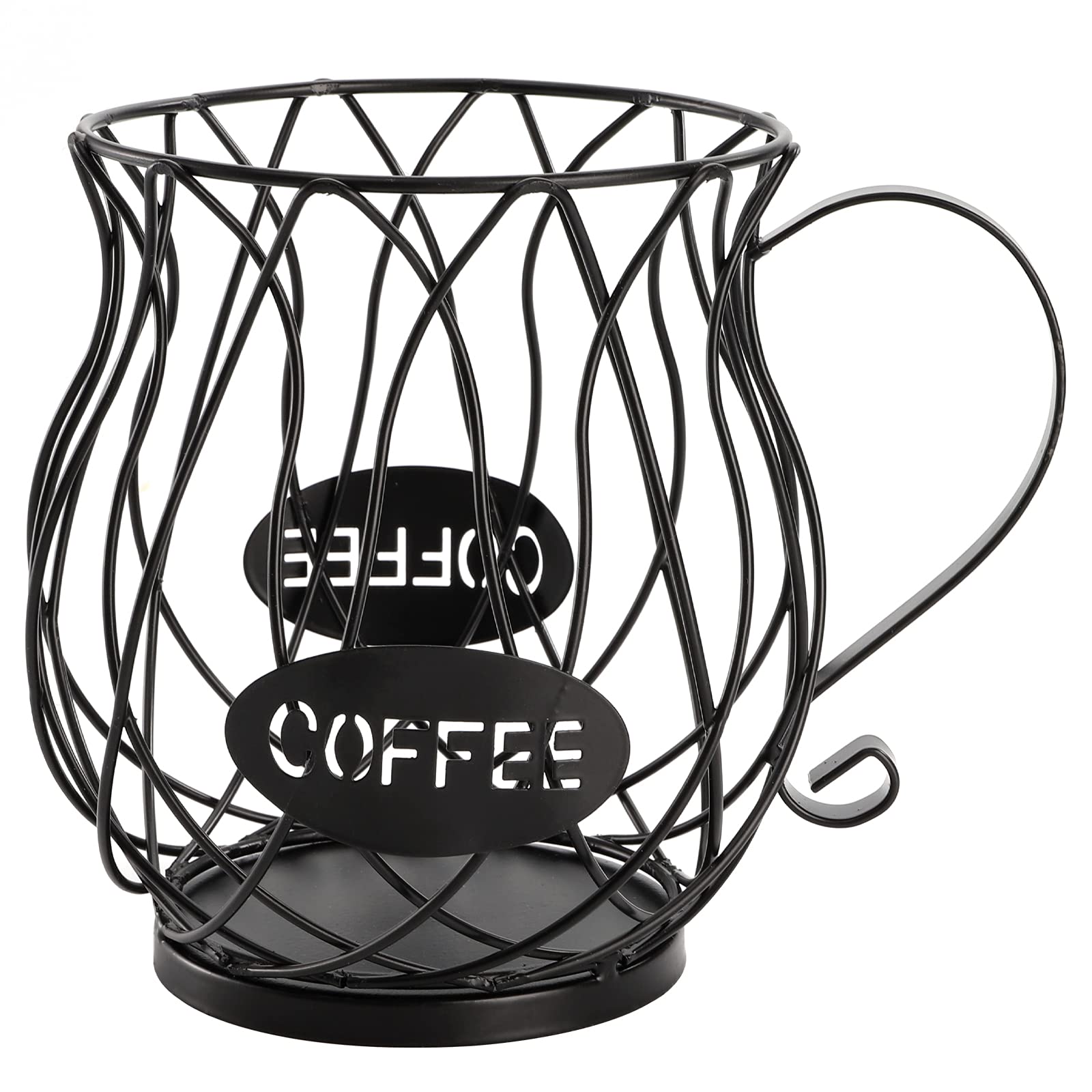 ZEAYEA Coffee Pod Holder and Organizer Mug, Large Capacity K Cup Coffee Capsule Basket for Counter Coffee Table Bar, Metal Espresso Pod Keeper Storage for Home Cafe Hotel, Black