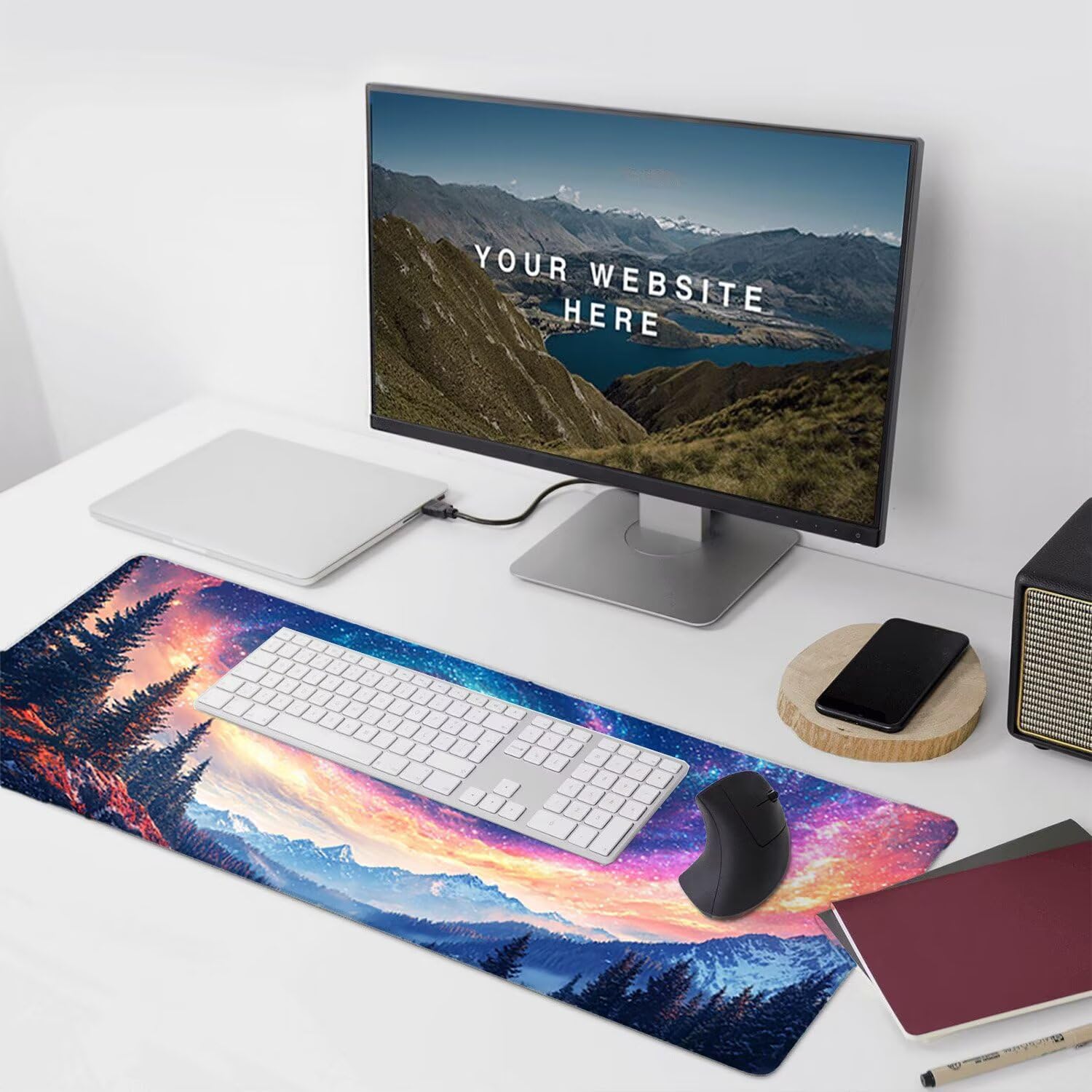 Podkładka pod mysz do gier XXL Mousepad 1000 x 500 mm, duża podkładka pod biurko z antypoślizgową gumową podstawą dla graczy, poprawia precyzję i szybkość (gwiaździste niebo) X-907