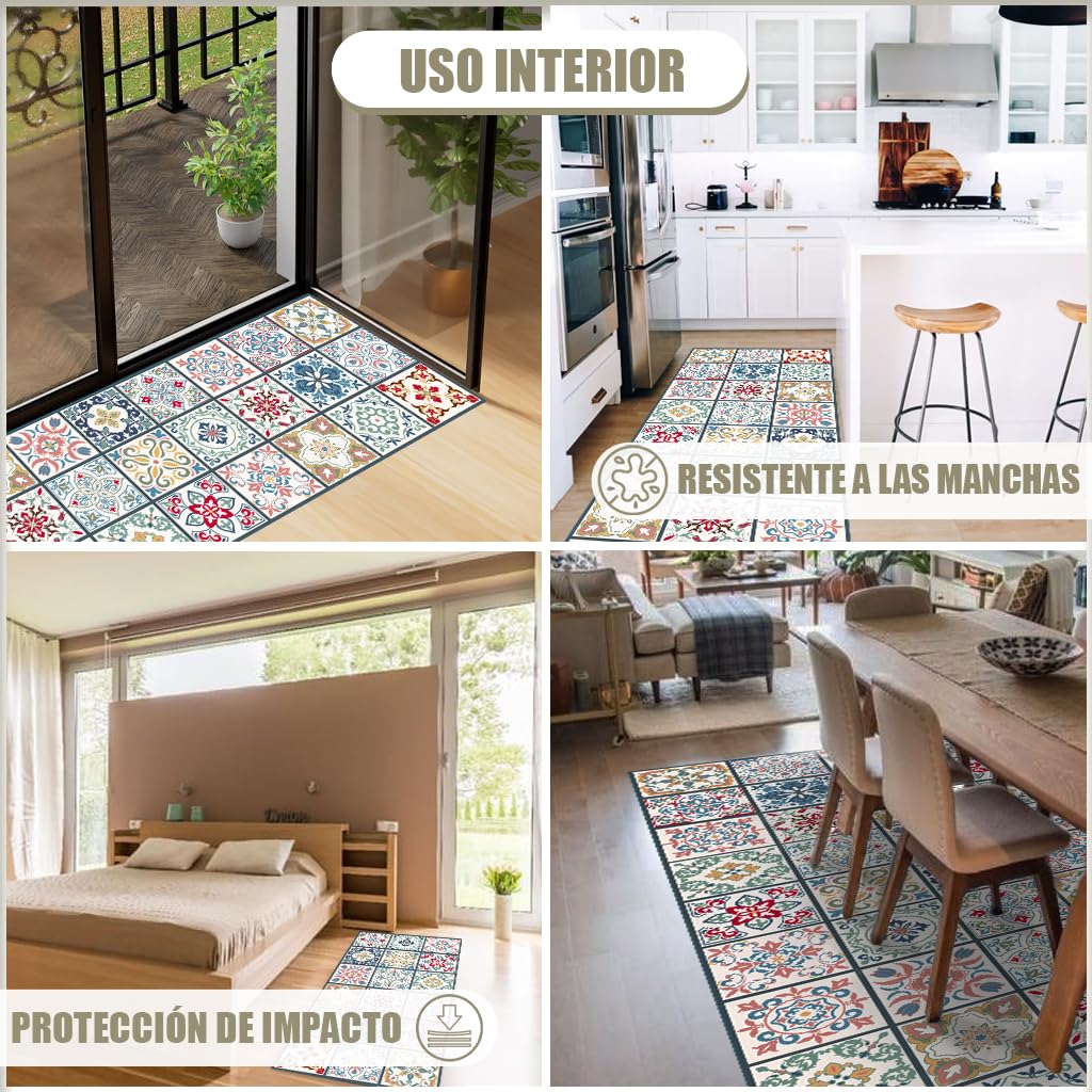 Alfombras Vinilicas para el Hogar 200 x 80 - Alfombra Vinilica Cocina Resistente y Antitropiezos - Alfombra Cocina Lavable Antideslizante para Interior/Exterior - Alfombras de Vinilo Esponjosas