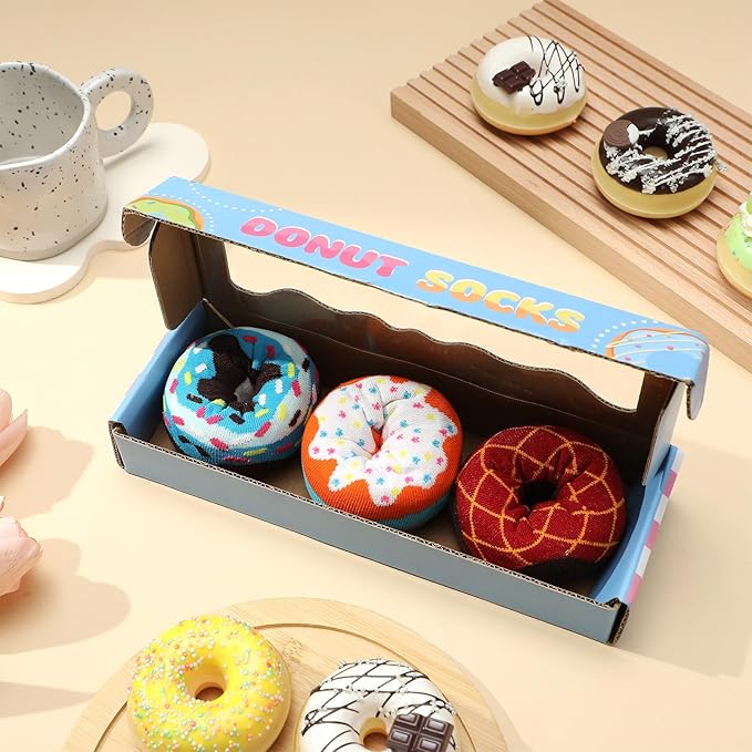 3 Pares de Calcetines Divertidos de Donut para Mujer miniatura 3