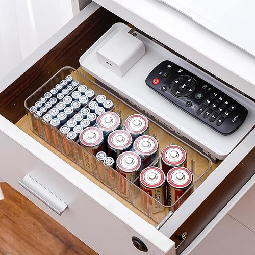 Miniatura 5 de Yesesion Caja organizadora de cables de plástico con compartimentos ajustables, estuche de almacenamiento de cables para accesorios de cajón de