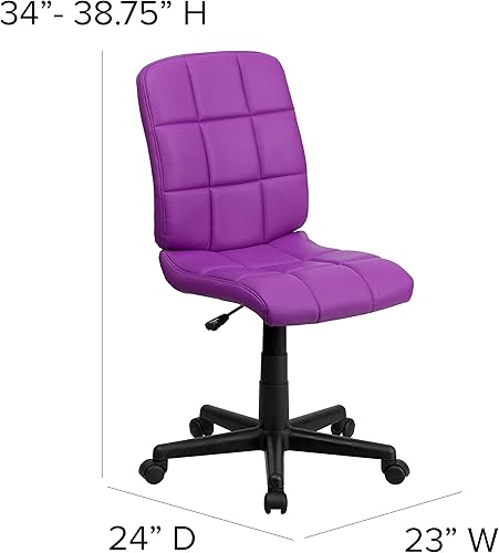 Miniatura 3 de Flash Furniture - Silla giratoria de respaldo medio de vinilo, acolchada, color negro Púrpura,Gris,Negro -,Azul,Naranja,Rosado