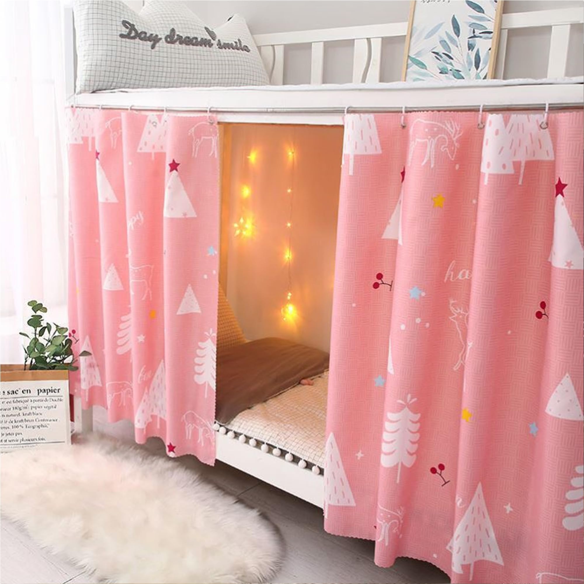 Navhao 2 Panels,Bottom Bunk Bed Curtains Cloth Bed Canopy Students Curtain Shading Nets for Single Bed