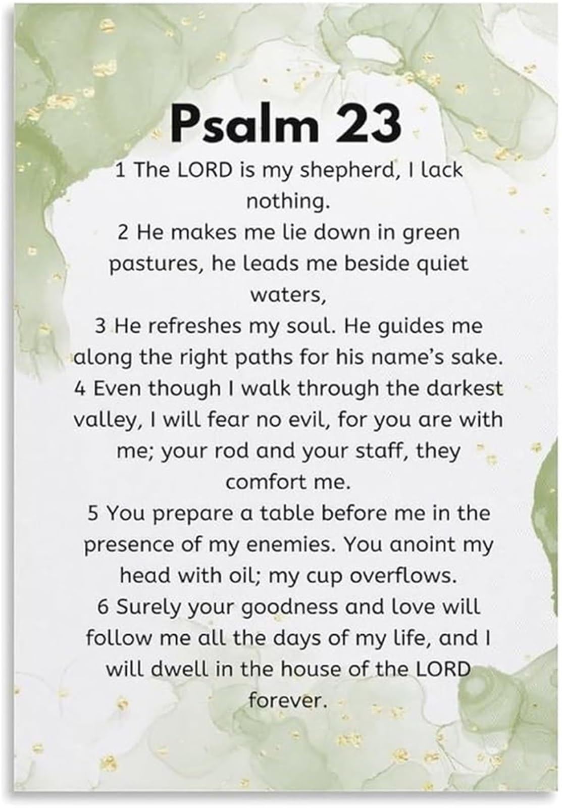 EKFBQBGW Psalm 23 Canvas Print I Shall Not Want Christian Bible Verse Wall-Art for Living Room Bedroom and Prayer Room Unframed,16x24inch(40x60cm)