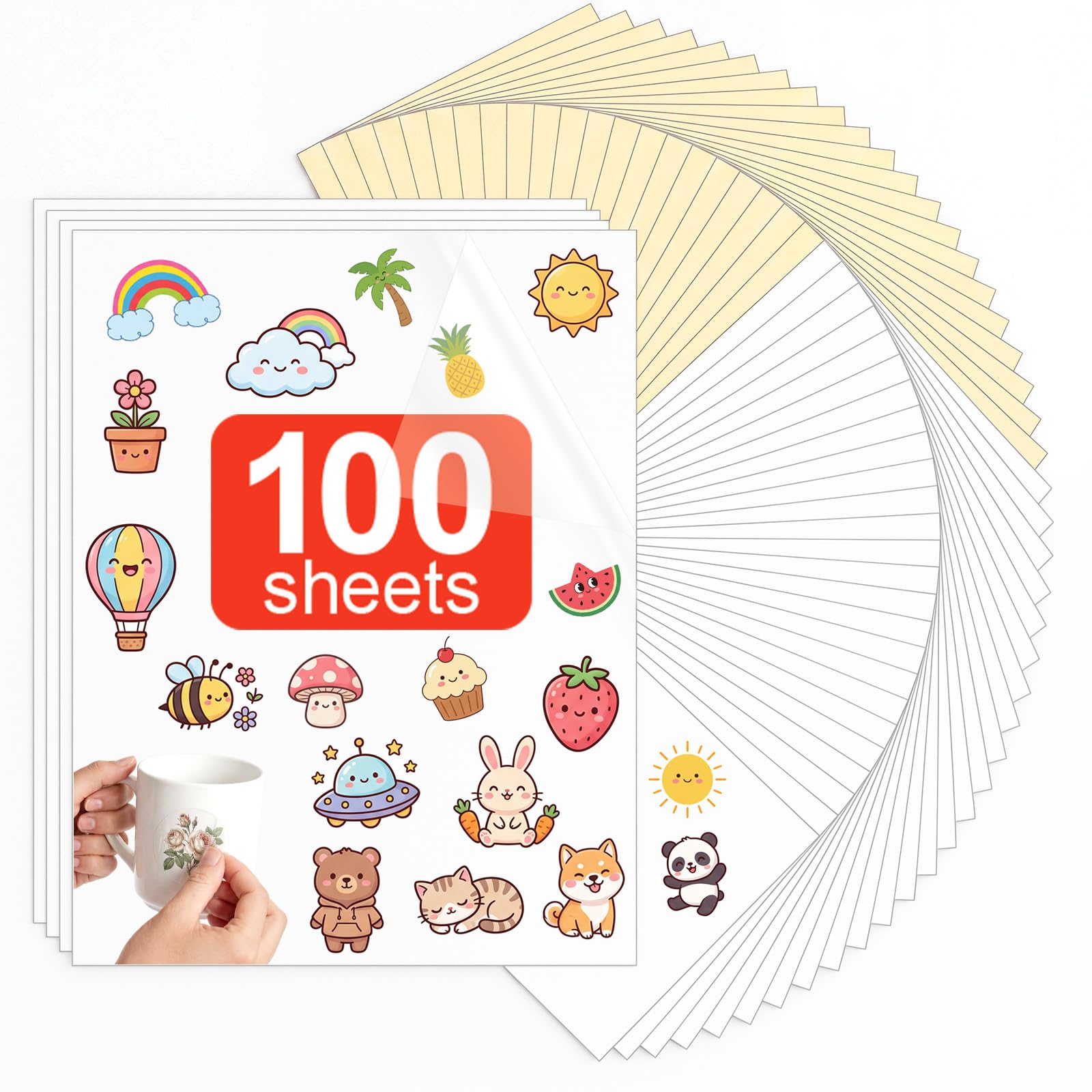 Crtiin 100 Sheets Sublimation Sticker Paper 8.2 x 11 in Waterproof