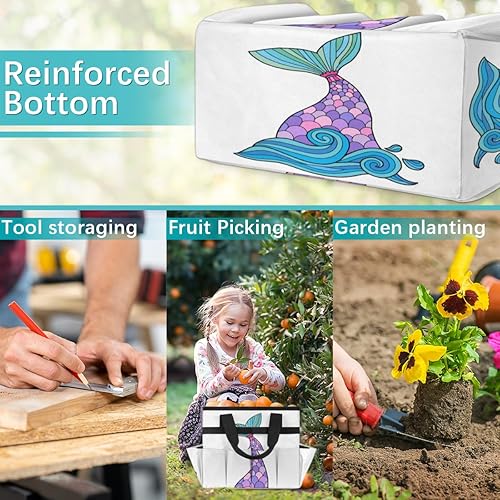 Miniatura 7 de Cartoon Fishtail Garden Tool Tote Bag for Women Men Gardening Tool Storage Bags with 10 Pockets Standable Garden Home Tool Kits Organizer for Indoor