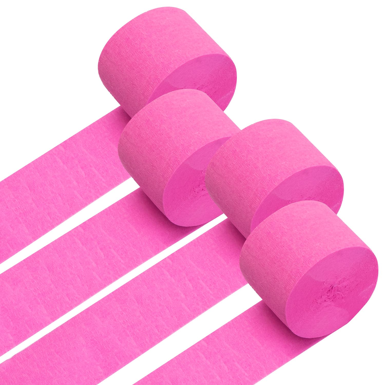 PIGETALE Crepe Paper Streamers 4 Rolls 328ft, Pack of Hot Pink Party Streamers for Wedding Birthday Bachelorette Baby Shower Decorations Party