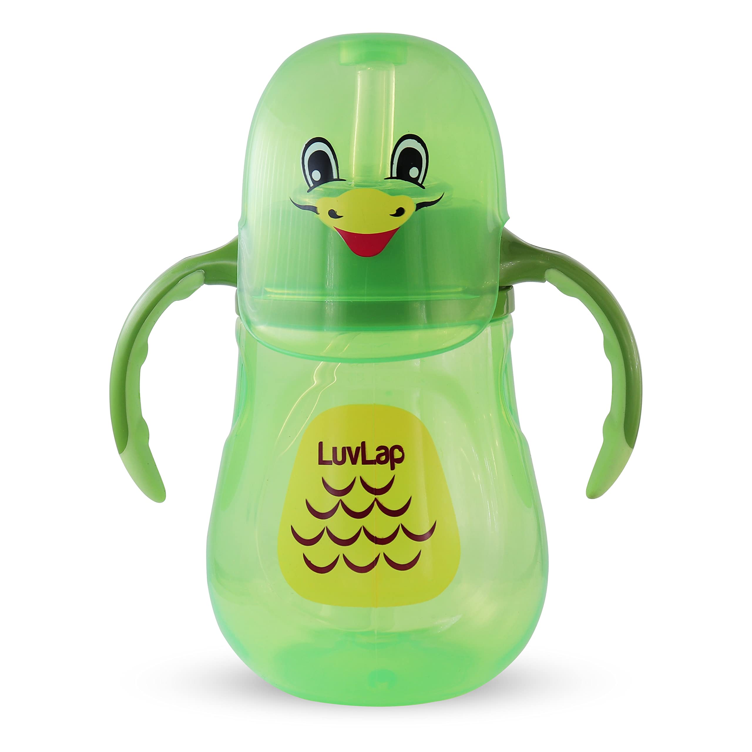 LuvLap Clever Frog Sipper Bottle for Infant/Toddler 280ml, Anti-Spill Sippy Cup with Soft Silicone Straw BPA Free, 12m+ (Green)
