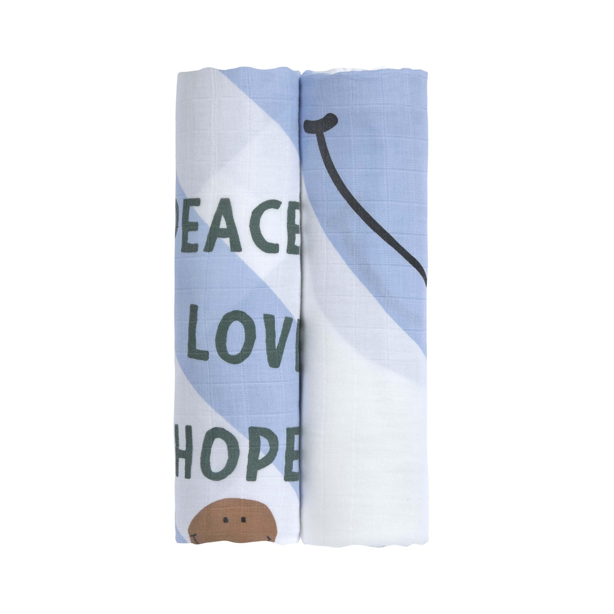 LÄSSIG Bébé Couverture de puériculture Drap de puériculture Lot de 2 en coton 120 x 120 cm/Heavenly soft Swaddle XL Happy Rascals Smile