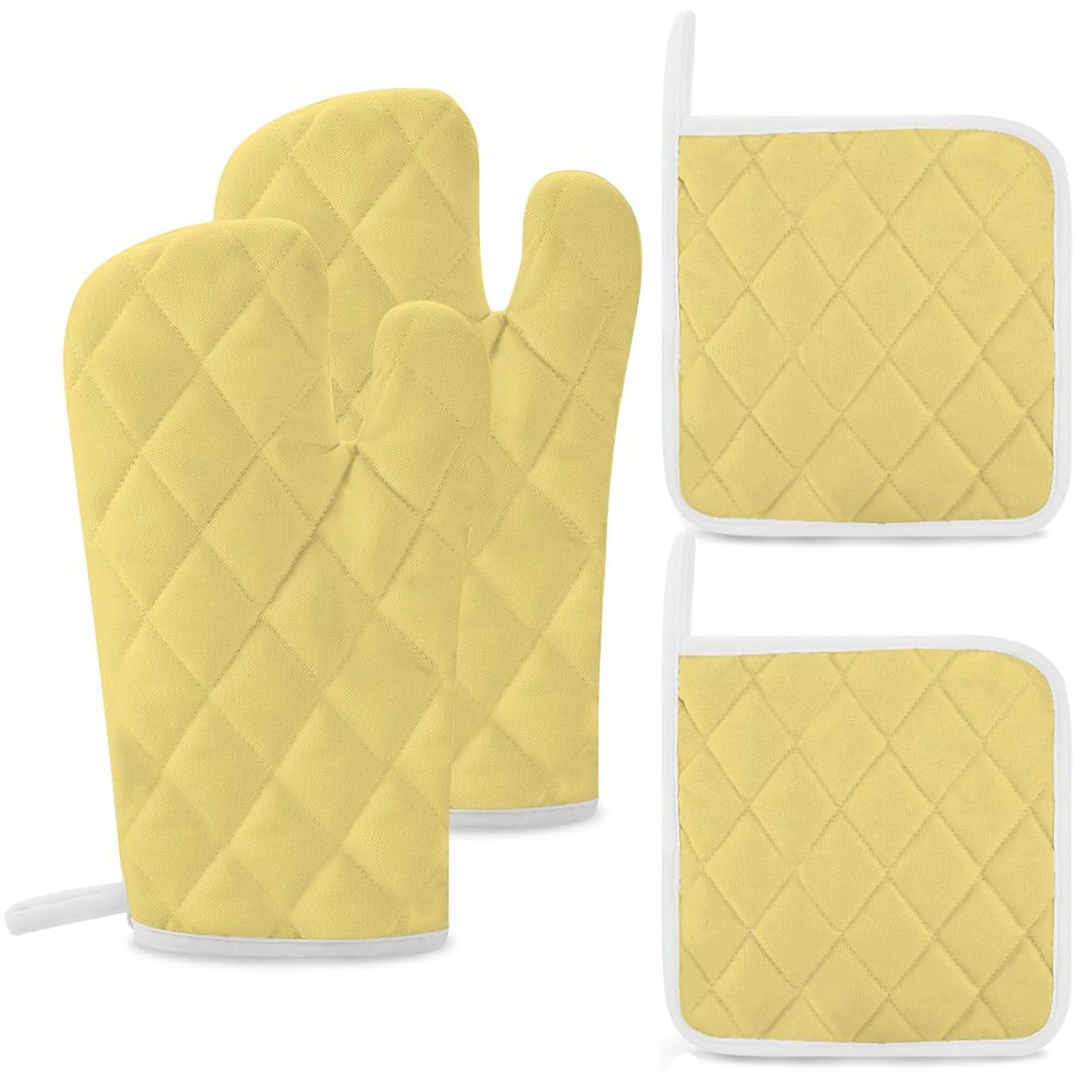 4Pcs Oven Mitts and Pot Holders, Heat Resistant Oven Mitts Gloves Set Kitchen Hot Pads for Cooking Grill