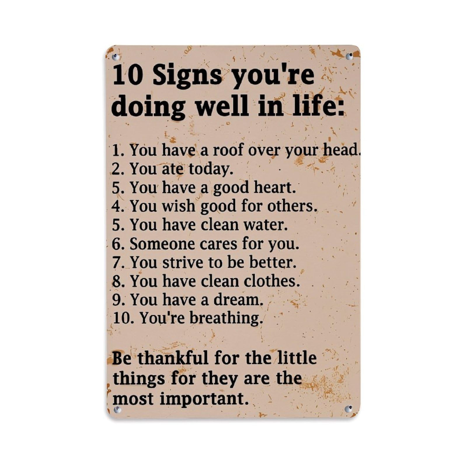 Nestemfo Vintage Ten Signs You Are Doing Well Tin Sign Metal Sign, Living Room,Bar, Home, Bedroom Wall Decor,Retro Metal Poster 8X12 Inches