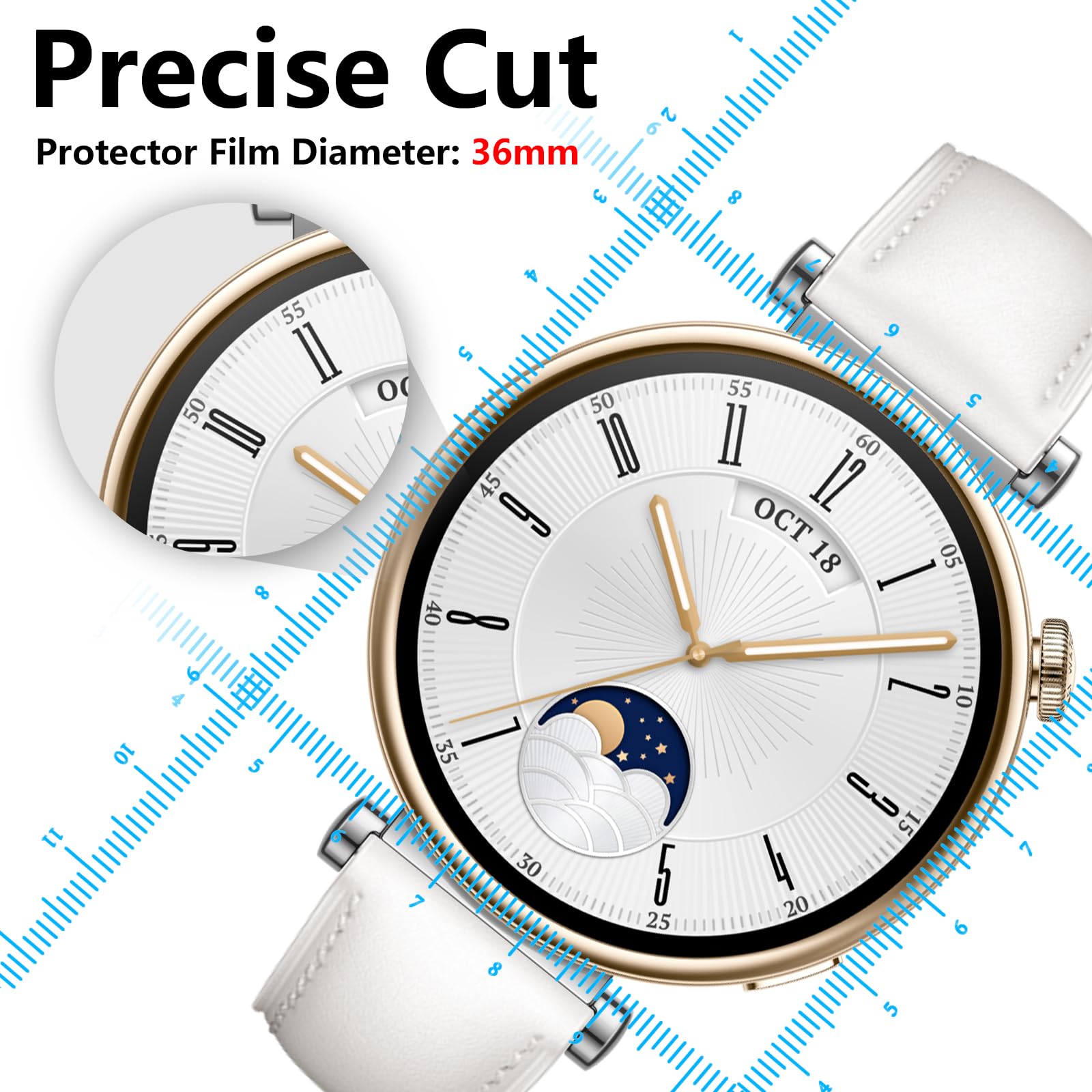 6 sztuk folii ochronnej do Huawei Watch GT 6 41 mm / GT 5 41 mm / GT 4 41 mm, HD folia ochronna ze szkła hartowanego, odporna na zarysowania, bez pęcherzyków powietrza